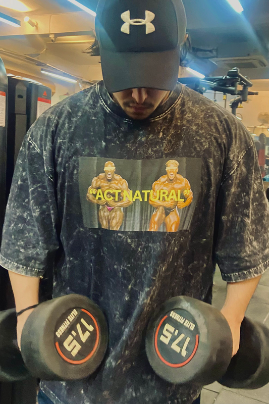 Midphysiq Act Natural Acid wash gym T shirt front print