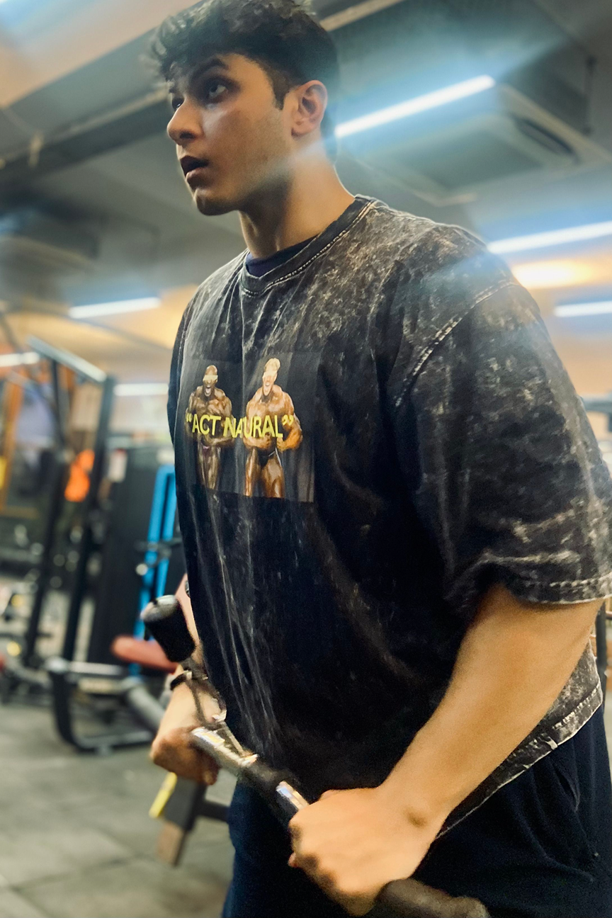 Midphysiq Act Natural Acid wash gym T shirt 